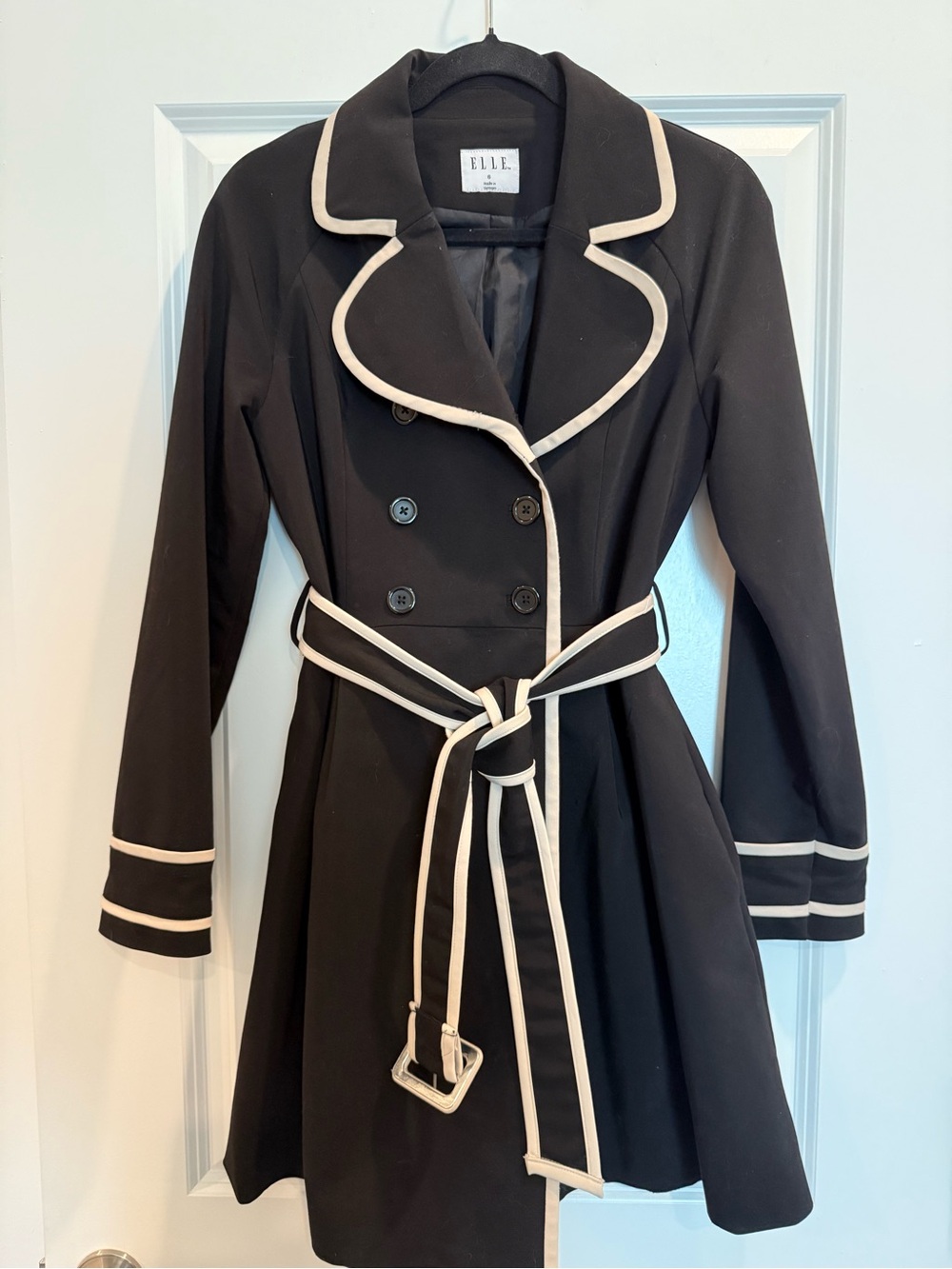 ELLE Black Jacket with Cream Label Accent